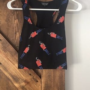 TopShop crop top tank with soldiers